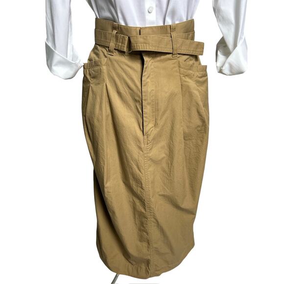 Uniqlo‎ Women’s Size 6 100% Cotton Front Pleated Midi Skirt - Picture 1 of 8
